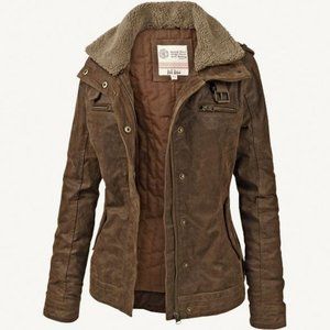 Gorgeous FAT FACE Thick Real Leather Insulated Flight Bomber Jacket 14